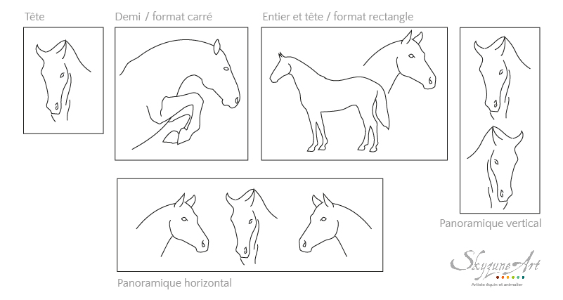 Exemple de placement et format pour des portraits animalier avec un ou plusieurs animaux