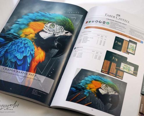 Tableau de Pastelliste animalier dans le catalogue Faber Castell, art animalier de luxe