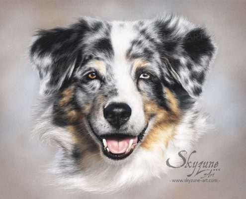 Portrait dessiné d'un chien réalisé au pastel sec. Commande de tableau personnalisé d'après photos