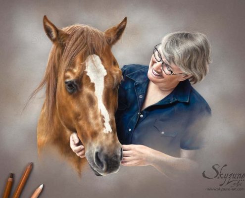 portrait dessiné d'un cheval réalisé au pastel sec. Commande de tableau personnalisé d'après photos